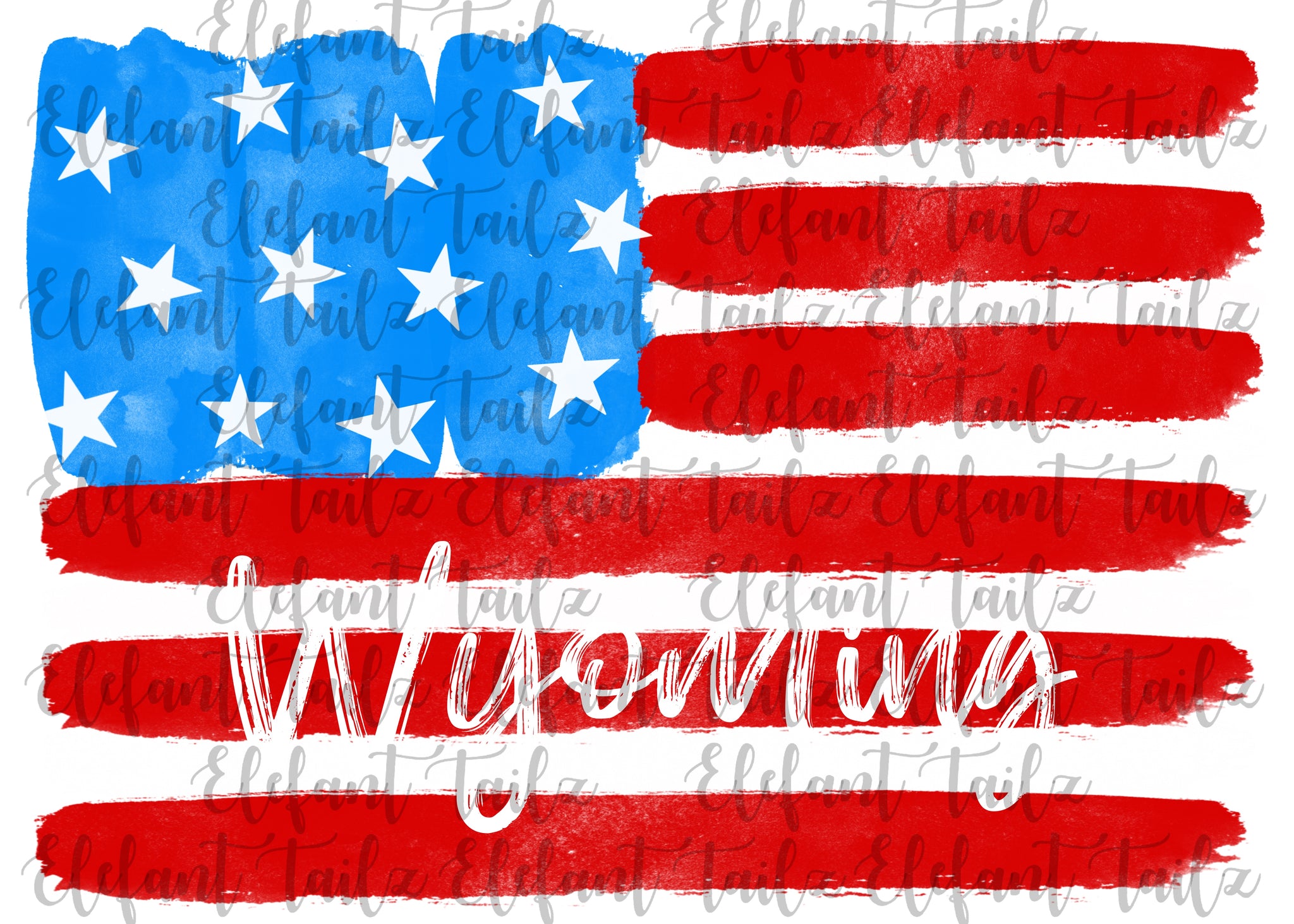 U.S. Flag Watercolor Wyoming