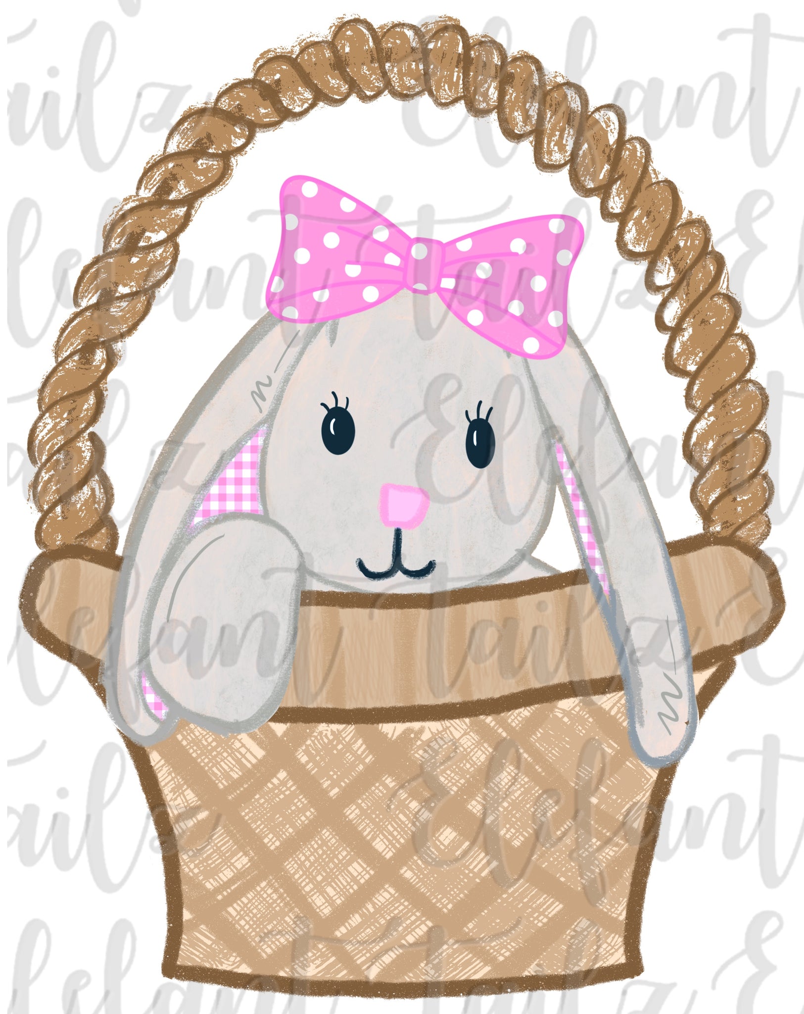 Velveteen Bunny Girl In Basket