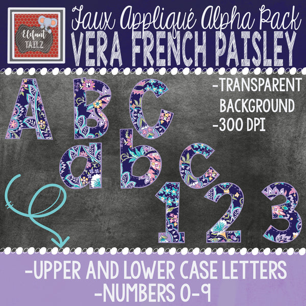 Alpha & Number Pack - Vera French Paisley BUNDLE