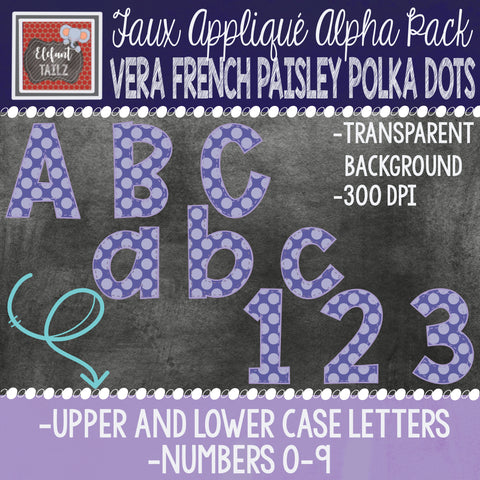 Alpha & Number Pack - Vera French Paisley Polka Dots