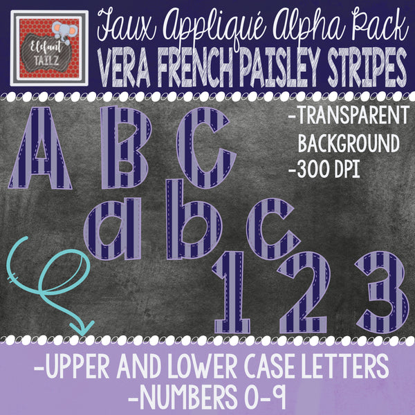 Alpha & Number Pack - Vera French Paisley Stripes