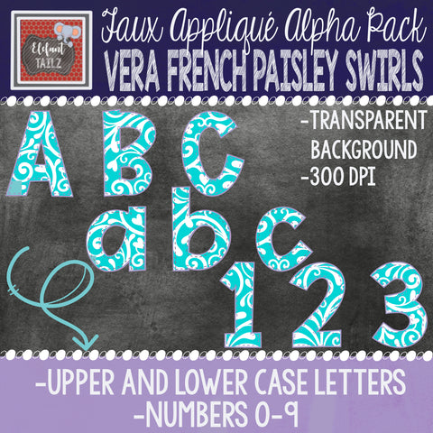 Alpha & Number Pack - Vera French Paisley Swirls