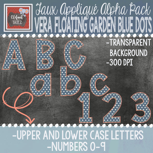 Alpha & Number Pack - Vera Floating Garden Blue Dots