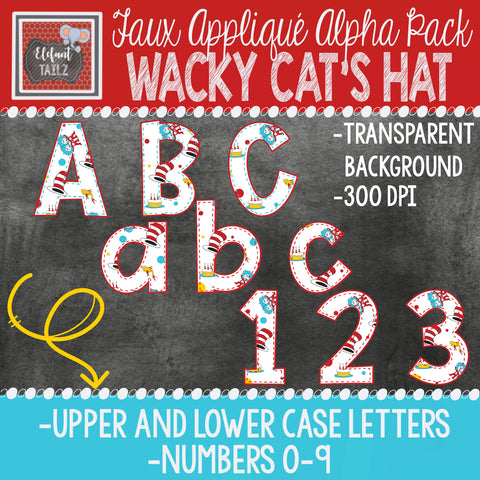 Alpha & Number Pack - Faux Applique - Wacky Cat's Hat