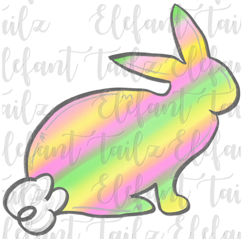 Watercolor Stripe Bunny - Pink
