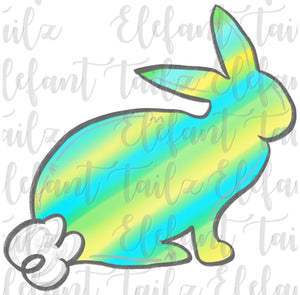 Watercolor Stripe Bunny - Blue