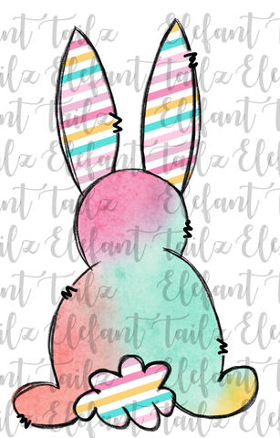 Watercolor & Stripe Bunny