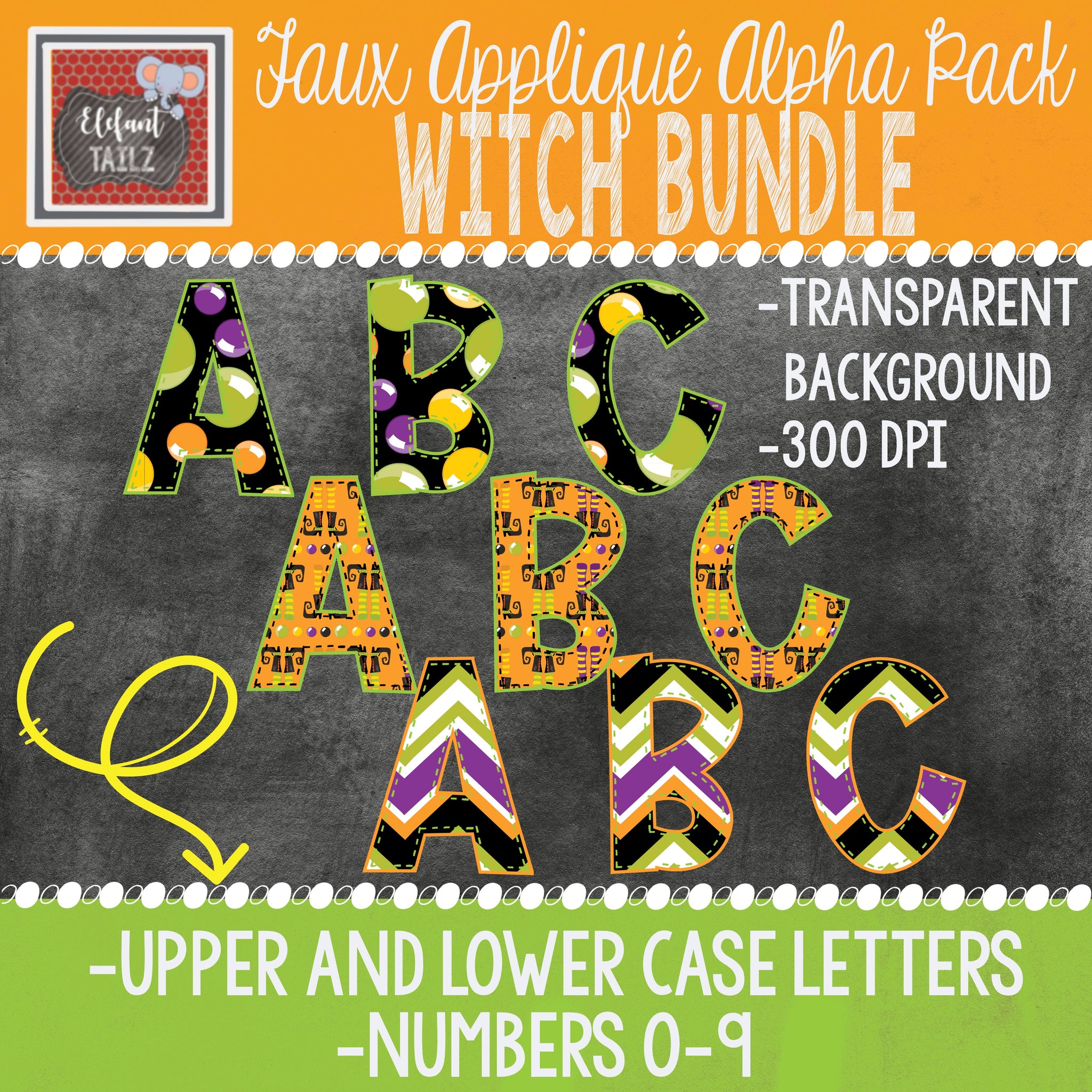 Alpha & Number Pack - Halloween Witch BUNDLE