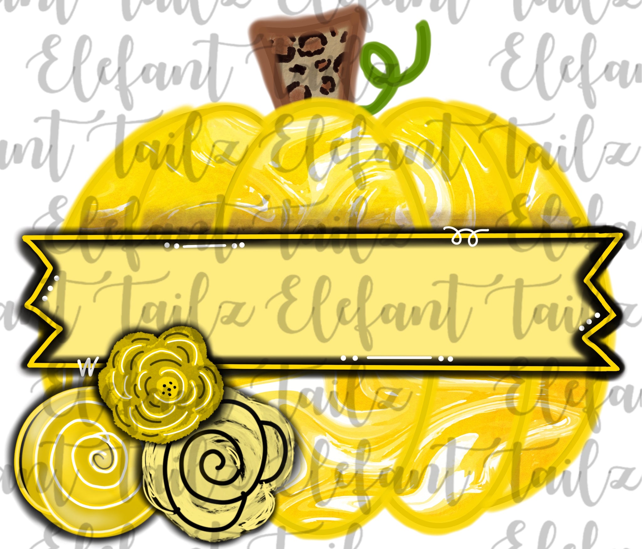 Yellow Swirl Pumpkin & Flowers 2