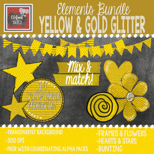 Yellow & Gold Glitter Elements BUNDLE