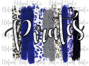 Pirates Navy & Gray Paintbrush Strokes