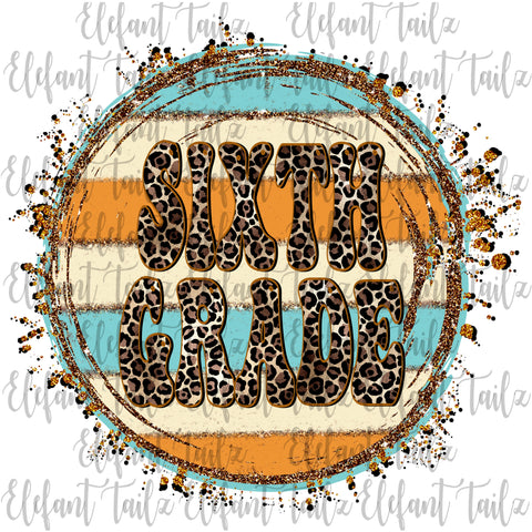 Retro Leopard Circle Sixth Grade