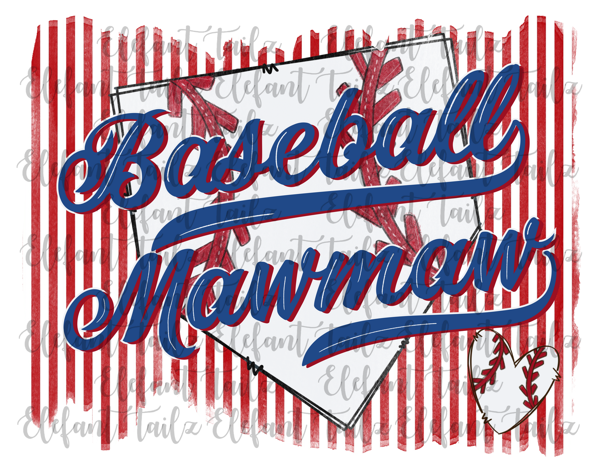 Baseball Mawmaw Striped Background