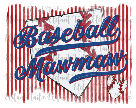 Baseball Mawmaw Striped Background