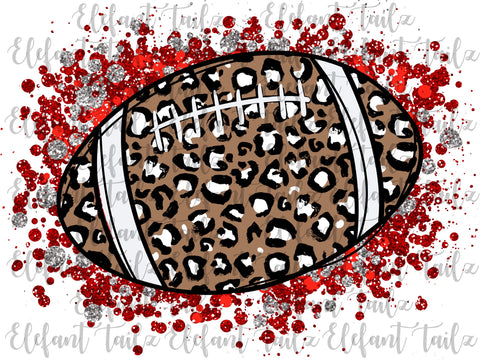 Red Spirit Splatter with Leopard Football