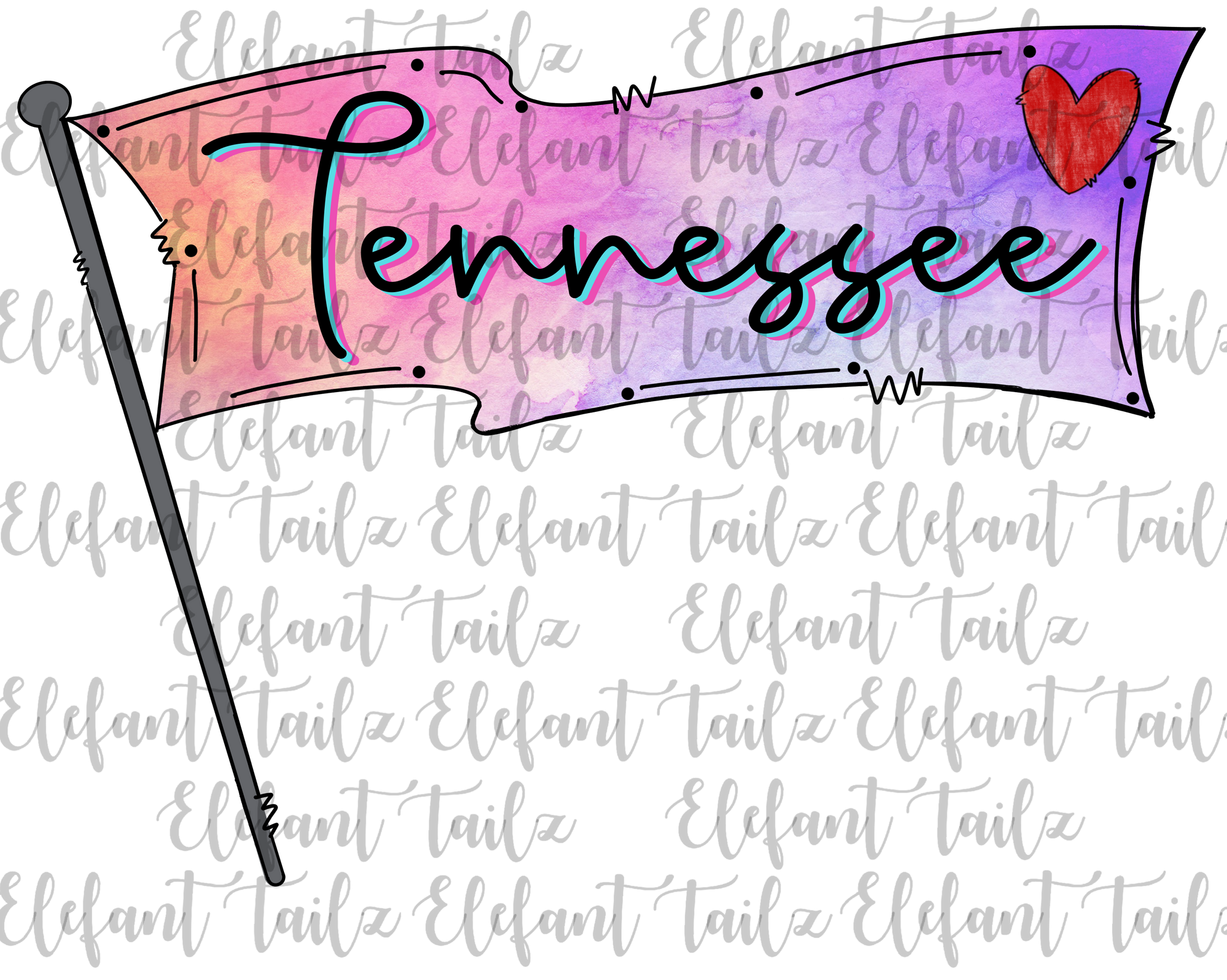 Watercolor Tennessee Flag