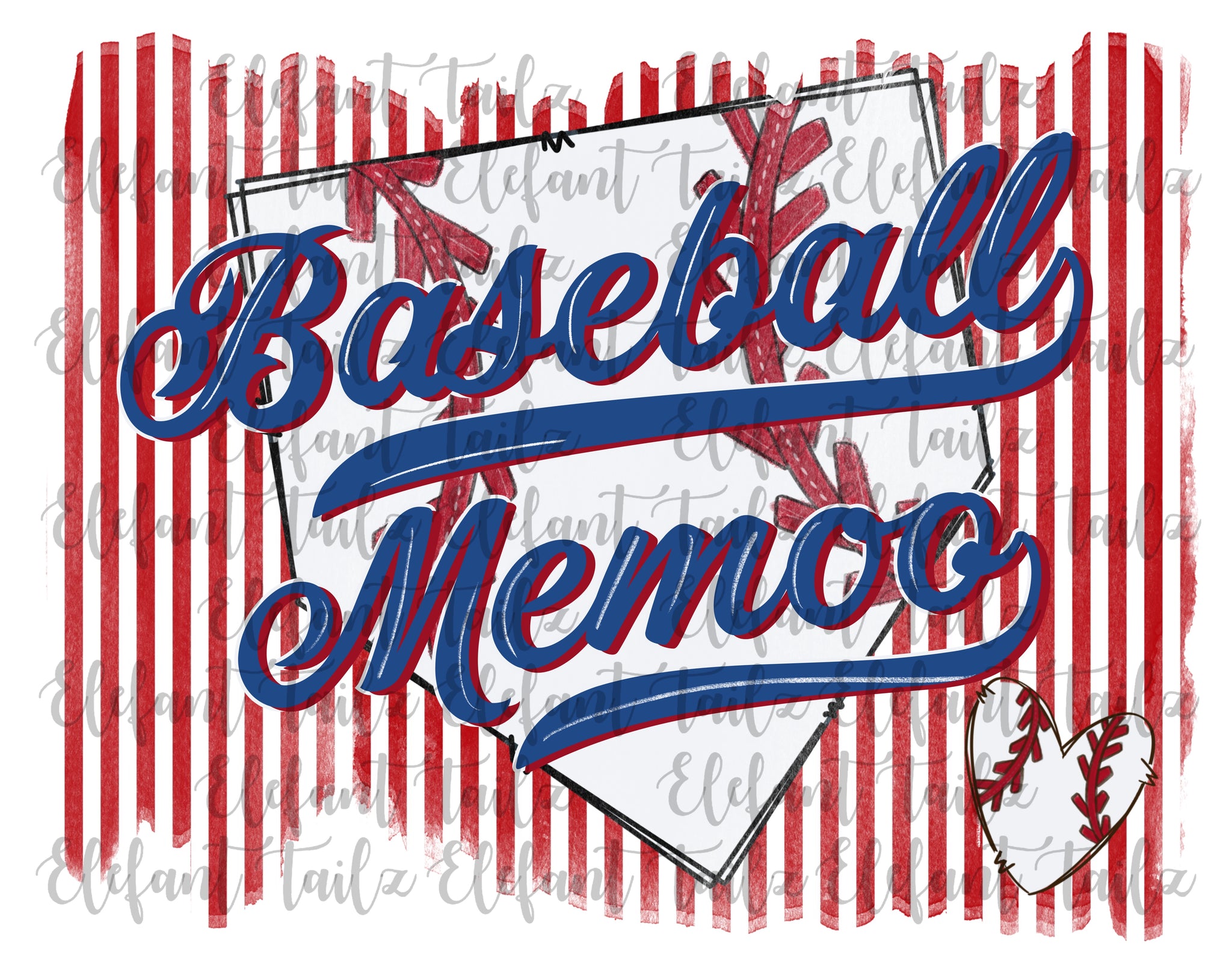 Baseball Memoo Striped Background