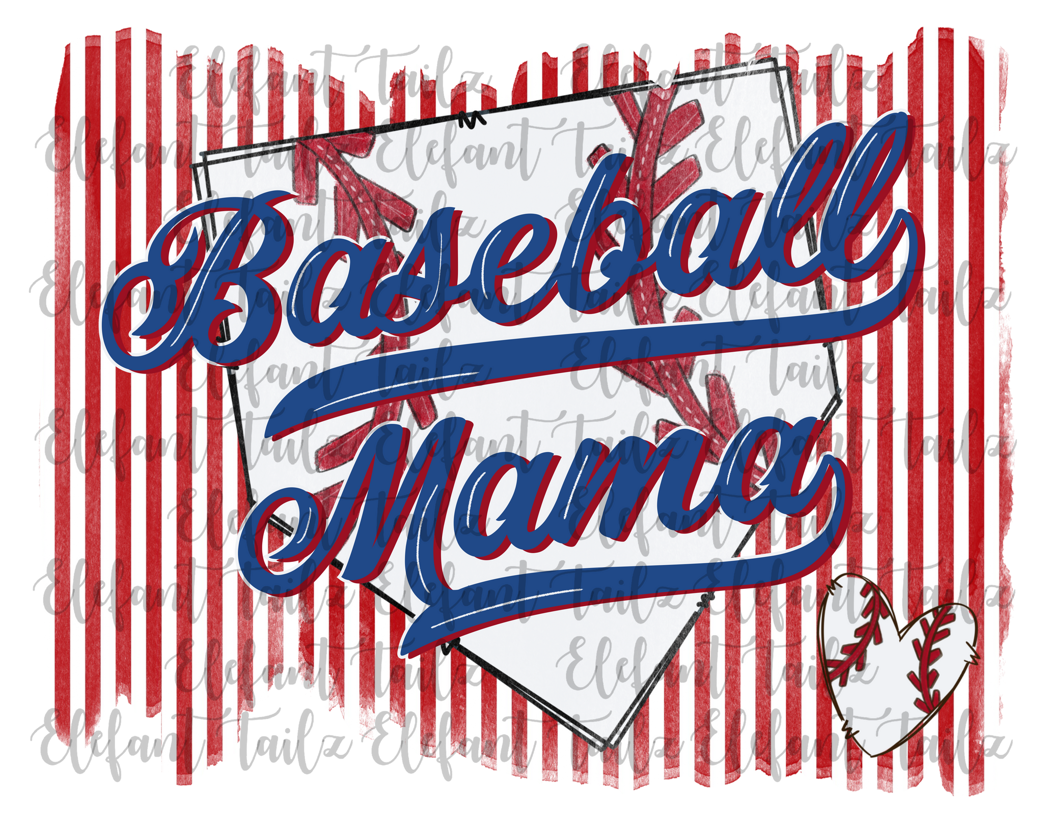 Baseball Mama Striped Background