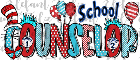 TRANSFER:  School Counselor Crazy Cat & Balloons