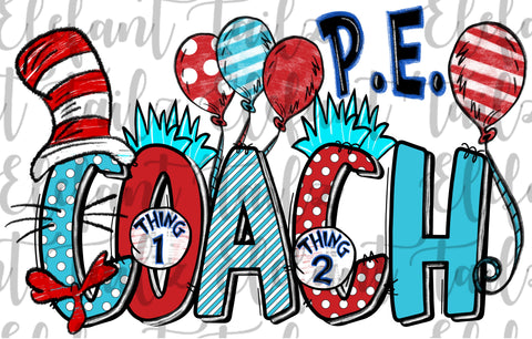 P.E. Coach Crazy Cat & Balloons