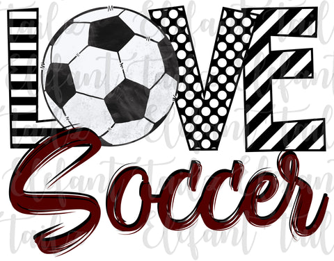 Love Soccer Maroon