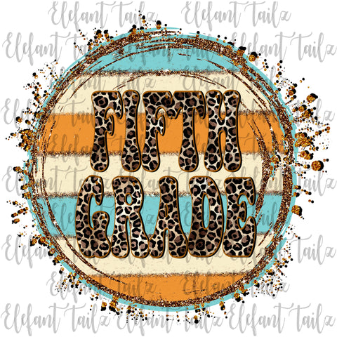 Retro Leopard Circle Fifth Grade