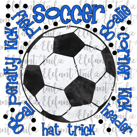 Soccer Word Art Royal Blue