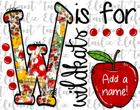 W is for Wildkats - Apple